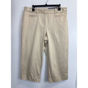 George Womens Size 14 Modern Fit Pants Cropped Khaki Preppy Tan Cotton‎ Stretch
